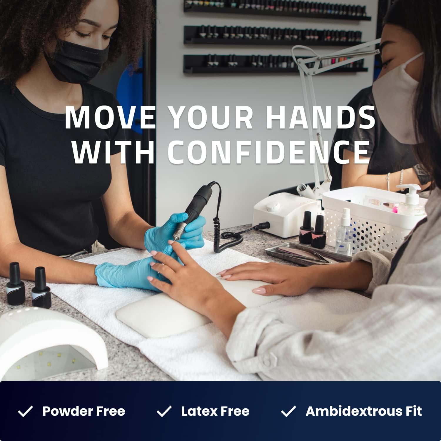 BLUZEN Blue Extra Strength Disposable Nitrile Gloves, Medium, Rubber and Latex Free, For Surgical, Medical, Food Service, Kitchen, Mechanic, Cooking