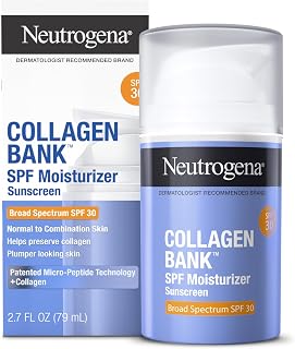 Collagen Bank Face Moisturizer with SPF 30 Sunscreen, Larger Size Anti-Aging Face & Neck Collagen Cream, Micro-Peptide, Support & Defend Skin’s Natural Collagen, 2.7 fl oz