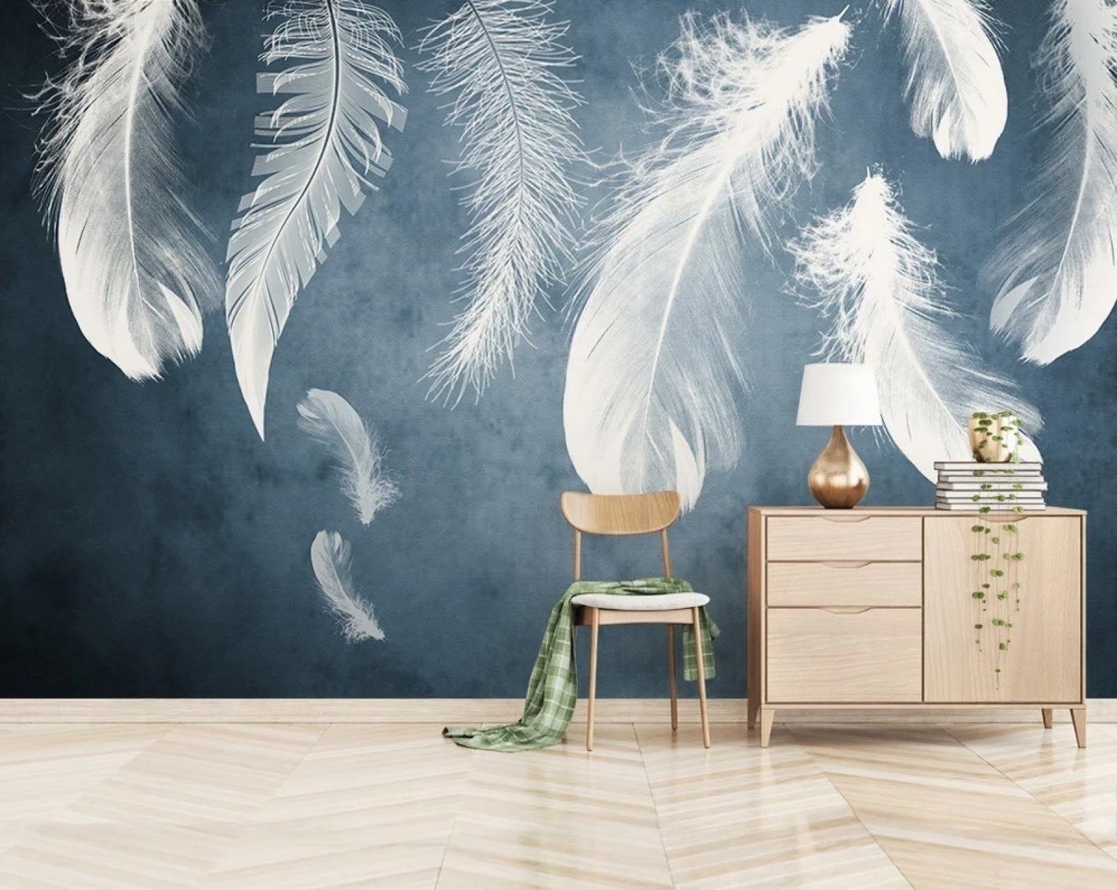 Brouillard de plumes blanches tapisserie murale 430x300cm pour chambre adulte