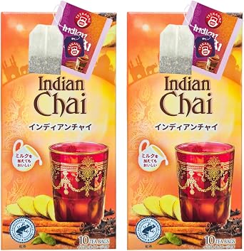Pompador Indian Chai, 10 Bags x 2 Boxes, Chai Tea, Herbal Tea, Flavored Tea, Made in Germany, Refresh Relax, Includes 7RabbitRiogrand Original Sticker Trademark Registration No. 667215