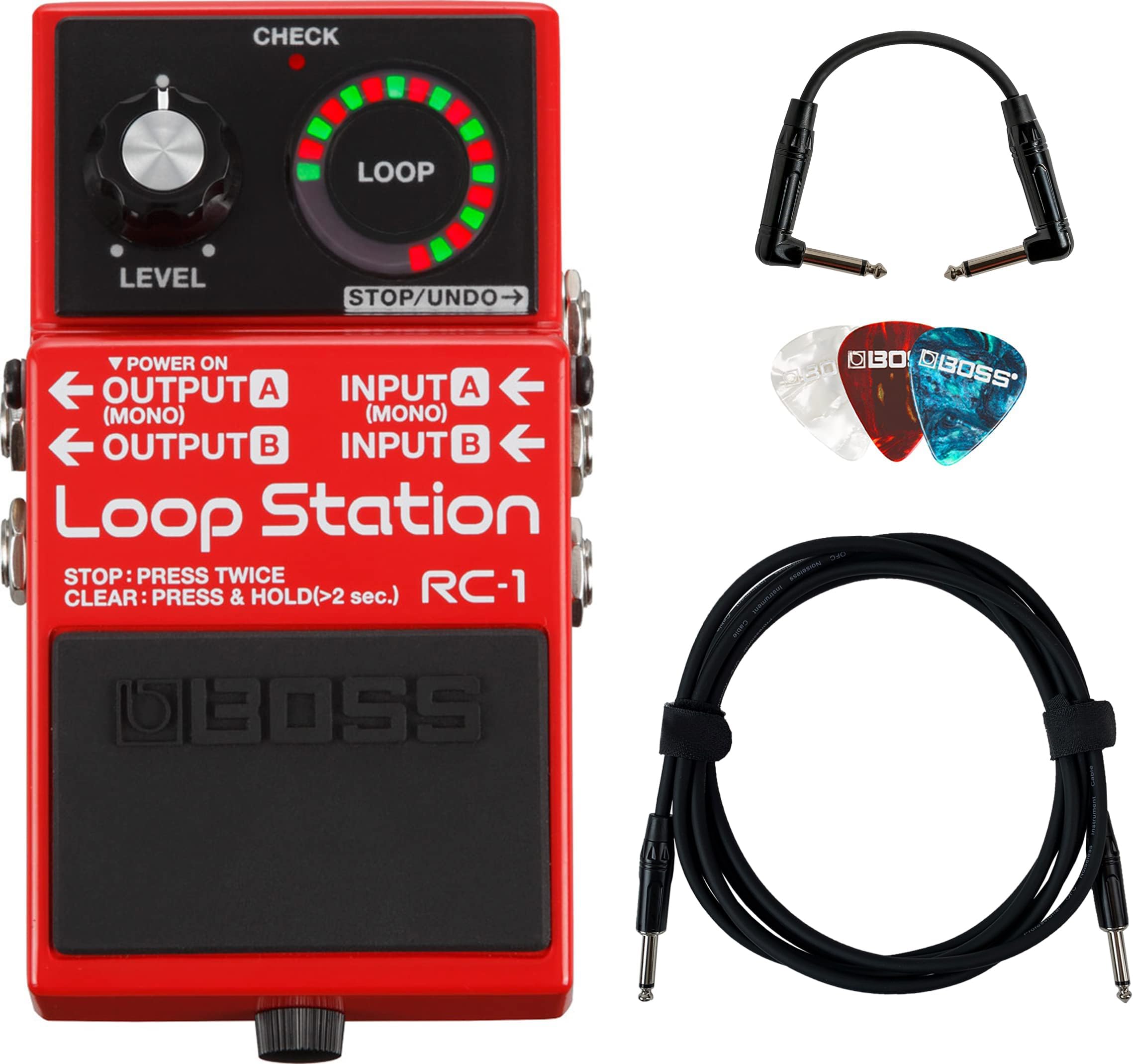 RC-1 Loop Station Bundle with Gearlux Instrument Cable, Patch Cable, and Picks