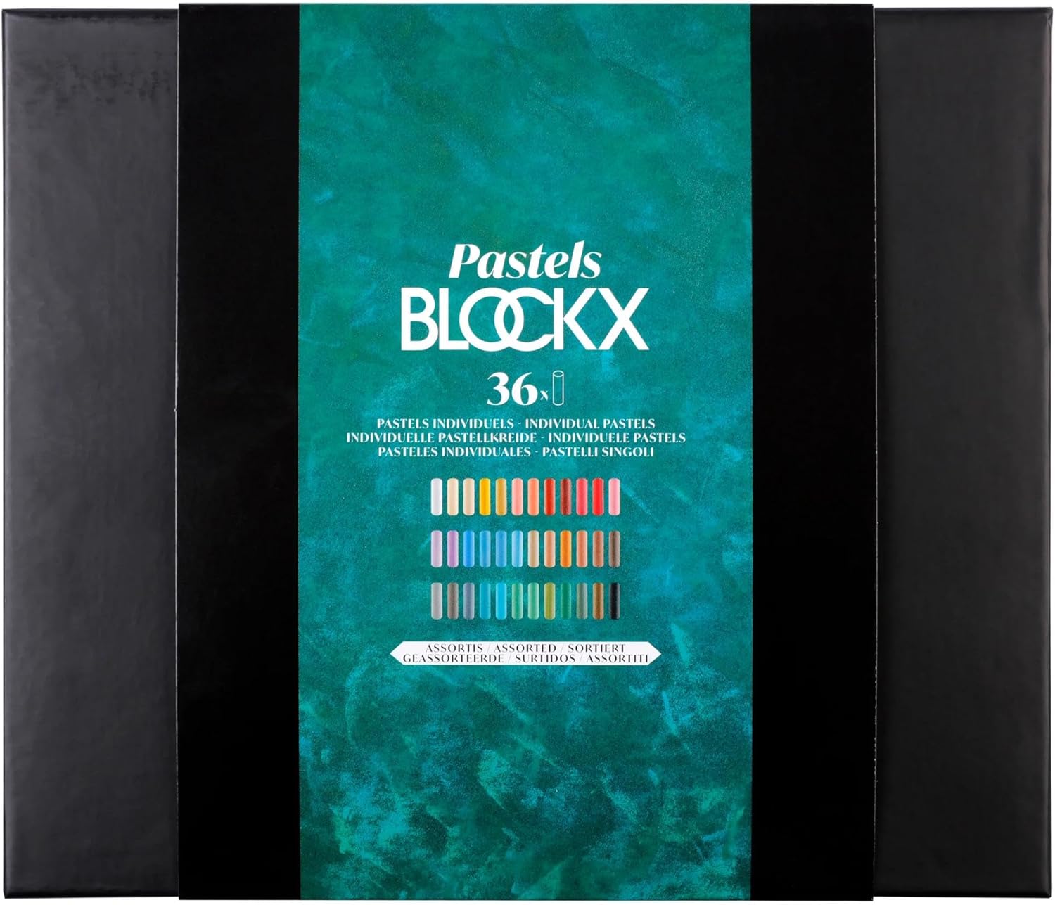 Blockx Artists Pastel Chalks Set of 36 Brilliant Shades in Wooden Box - Hand Made with Pure Pigments - Bright Colours with High Coverage