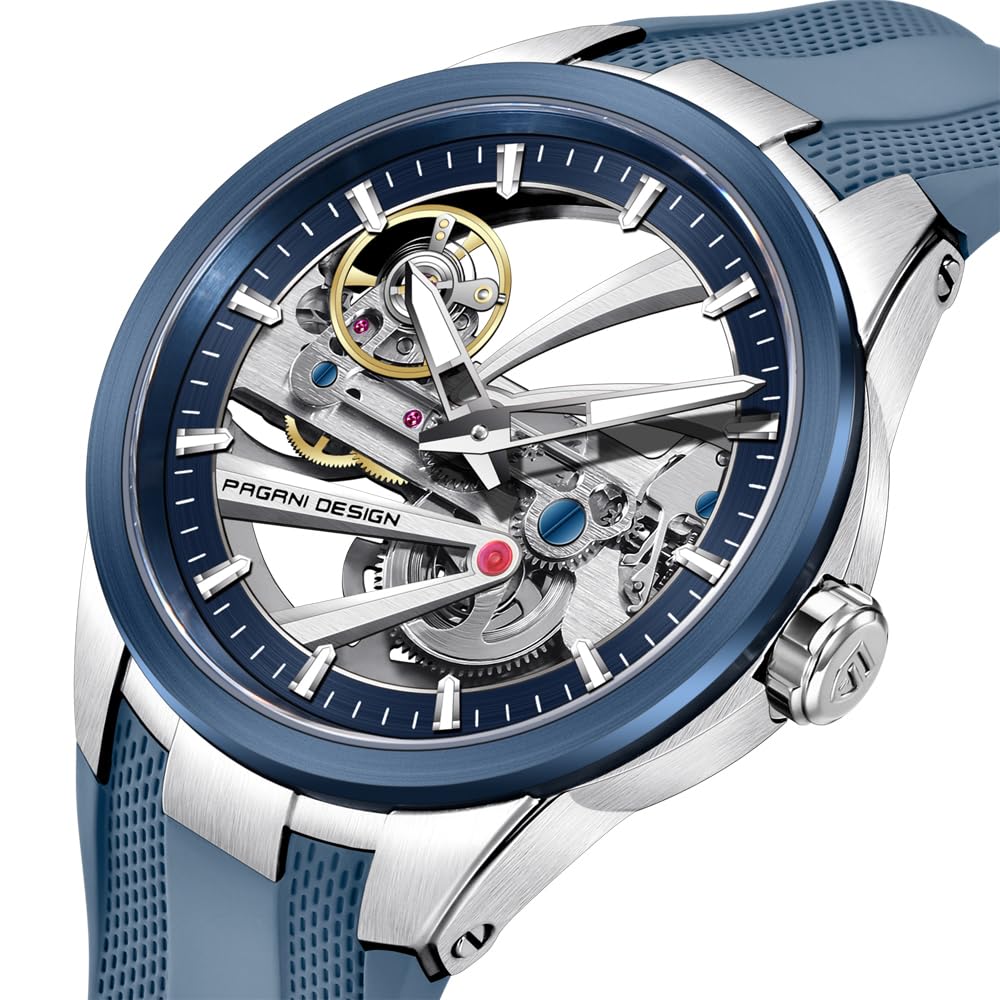 Pagani Design YS030 - Reloj mecánico automático para hombre, esfera de esqueleto, acero inoxidable, impermeable, deportivo, 10 bar, reloj casual de lujo para hombre