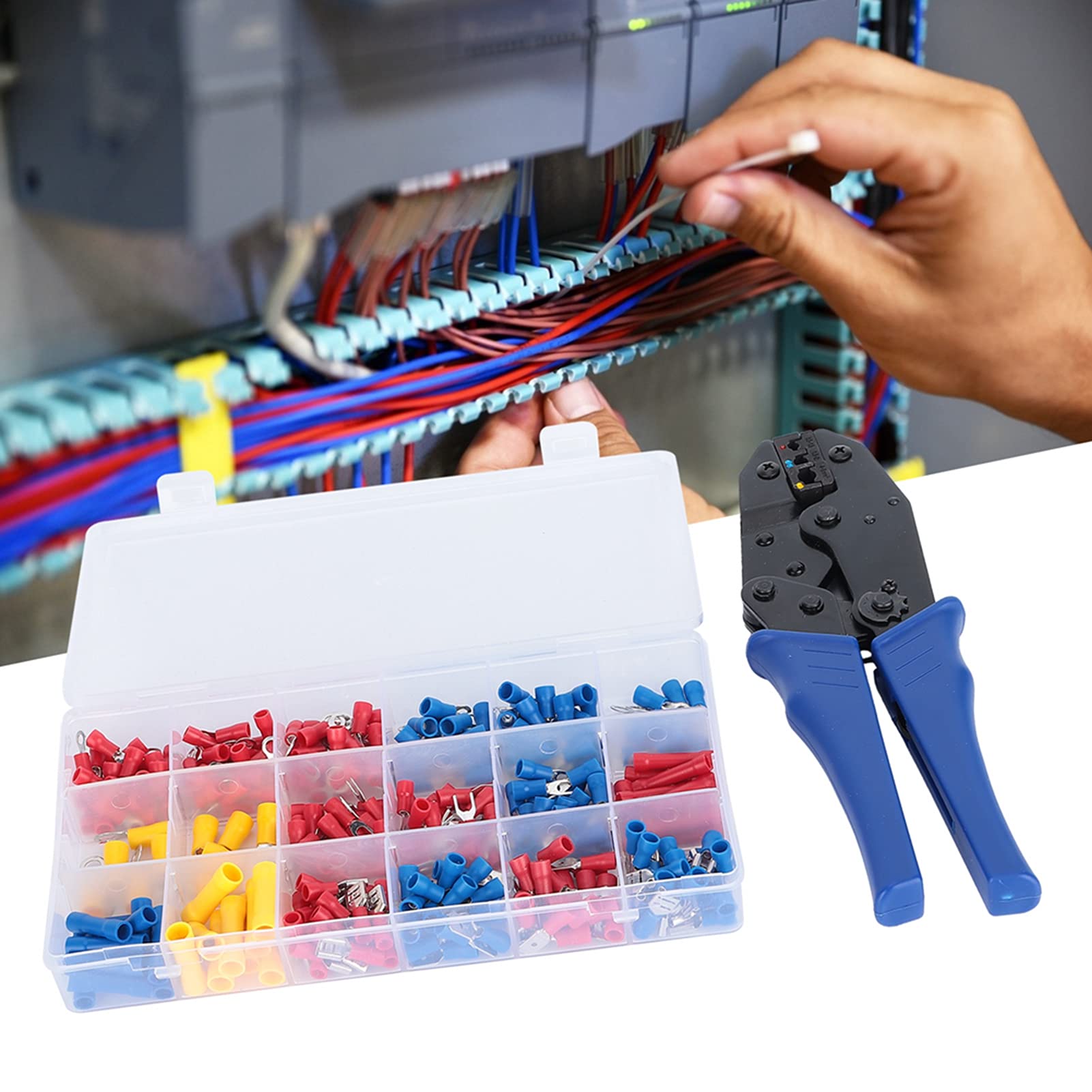 Kit connettori per cavi elettrici isolati 300 pezzi Terminali stagnati di alta qualità con scatola di immagazzinaggio per pinze a crimpare per progetti di cablaggio elettrico