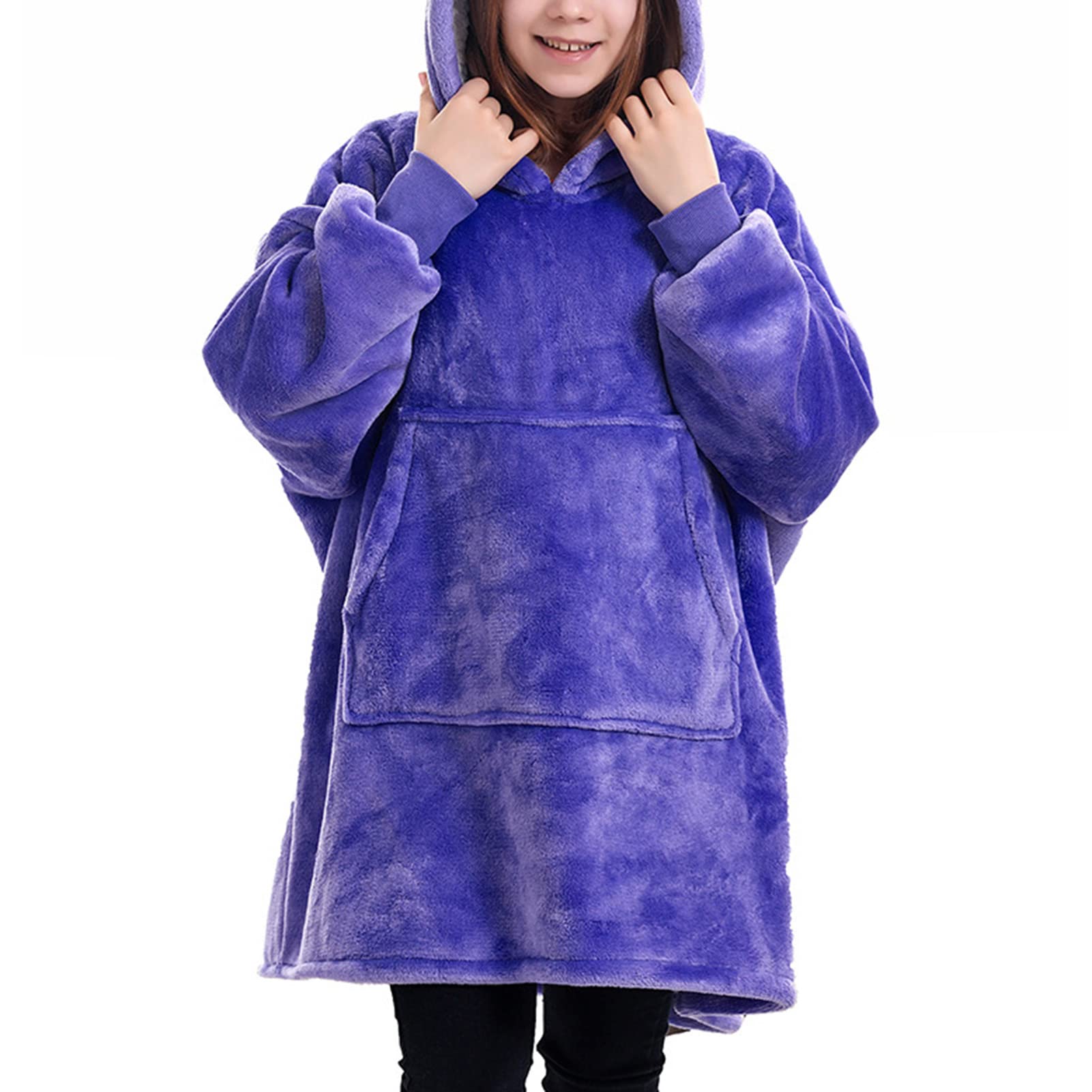 Hoodie Blanket Sweatshirt for Women and Men, Super Warm and Cozy Big Wearable Blanket Hoodie, Thick Flannel Blanket with Sleeves and Giant Pocket