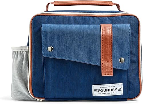 Fit & Fresh Foundry, Gaspee - Bolsa de almuerzo aislada para adultos con bolsas laterales y delanteras, kit completo de almuerzo incluye 6