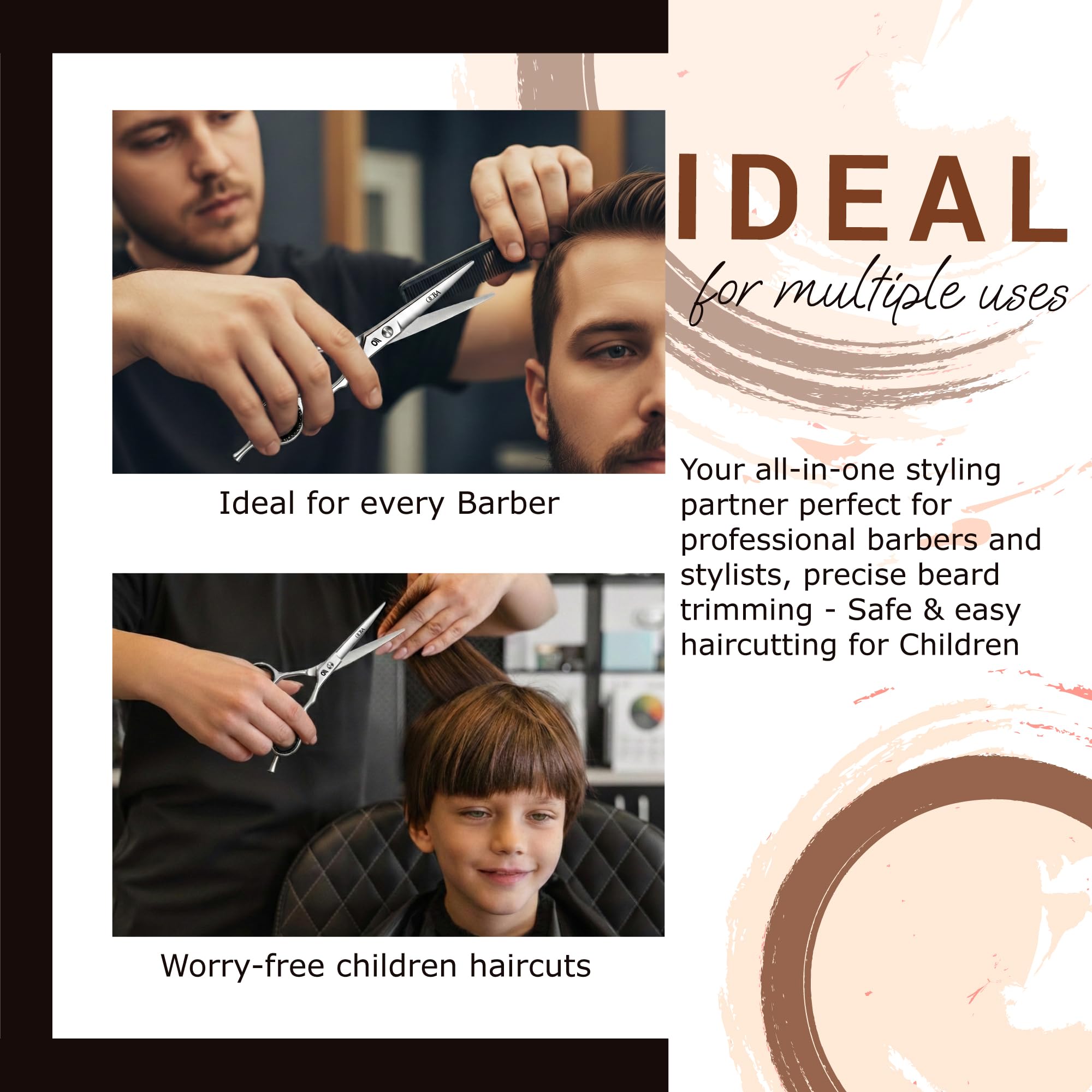 OCBA Forbici Parrucchiere Professionali 6 Pollici Forbici Capelli Acciaio Inossidabile per Taglio di capelli adatto di Uomini e Donne (6 pollici argento)