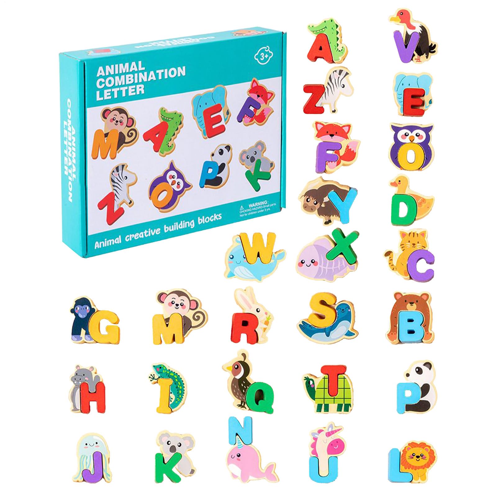 Puzzle Alfabeto Per Bambini - Giochi Educativi Animali In Legno | Gioco Didattico Unisex Per Età 3+ Anni Casa Scuola Viaggi Interni Esterni