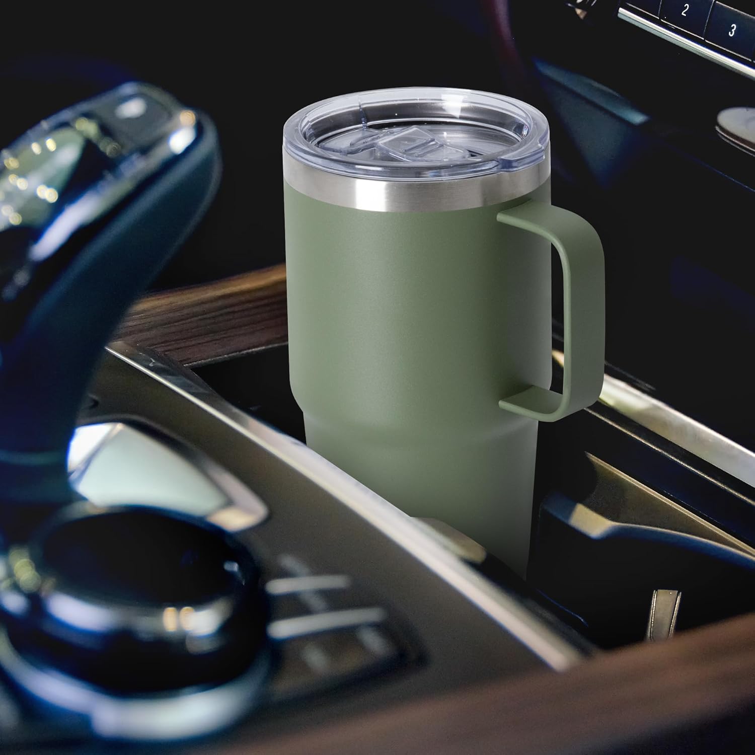 20oz Tumbler with Lid, Stainless Steel Tumbler with Handle, Metal Insulated Travel Coffee Mug with Handle, Double Wall Vacuum Spill Proof Tumbler Cup, Amy Green 1 Pack - Image 6