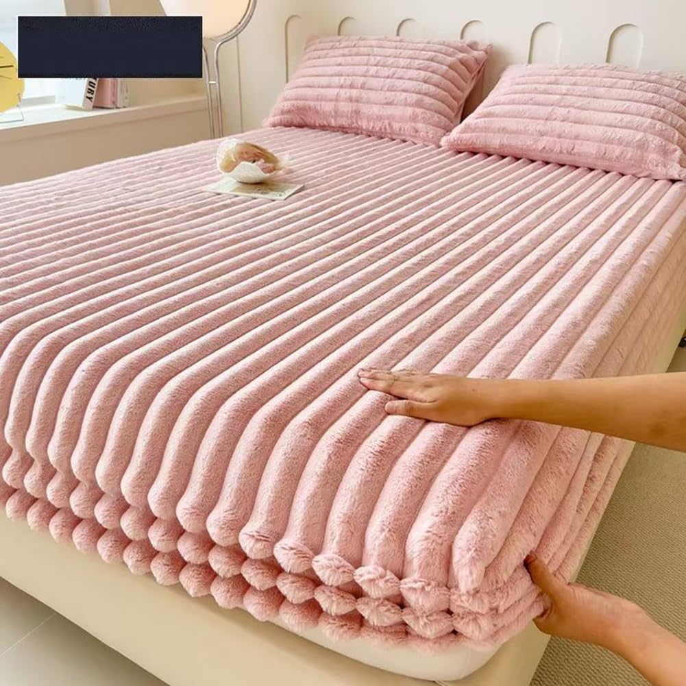 Parure de lit velours rose fini le drap qui glisse la nuit