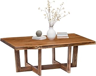 Berkshire 48-Inch Live Edge Acacia Wood Coffee Table – Handcrafted Natur...