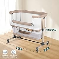 Vista 2 de Cowiewie Moisés para dormir de noche, portátil, transpirable, ajustable para noches tranquilas, color beige