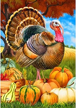 Briarwood Lane Fall Thanksgiving Garden Flag 12x18 For Outdoor Turkey and Pumpkins For Thanksgiving Garden Flag Flags For Outside