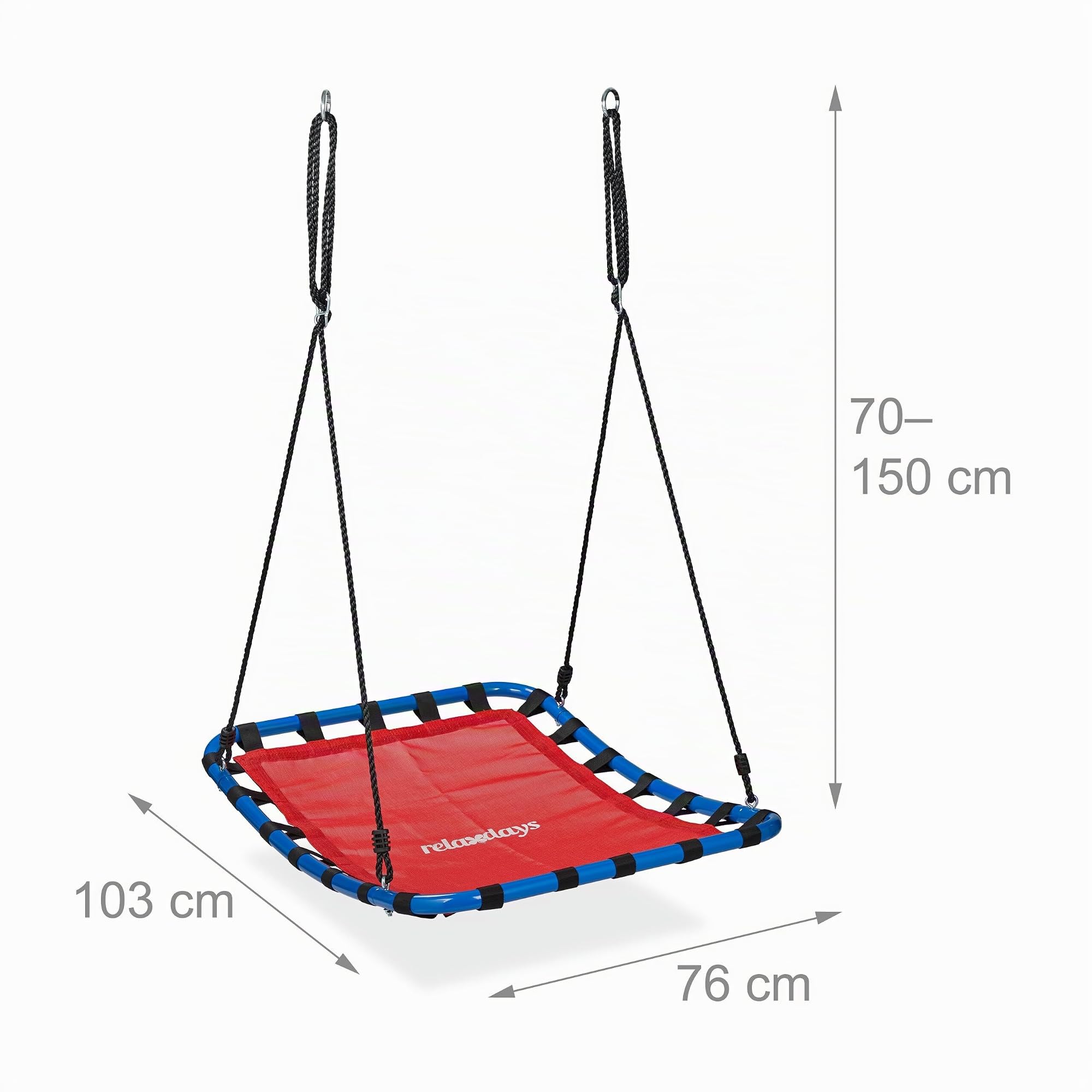 Relaxdays Balançoire nid d’oiseau, enfants et adultes, charge maximum 100 kg, réglable, L x P 76 x 103 cm, jardin, rouge