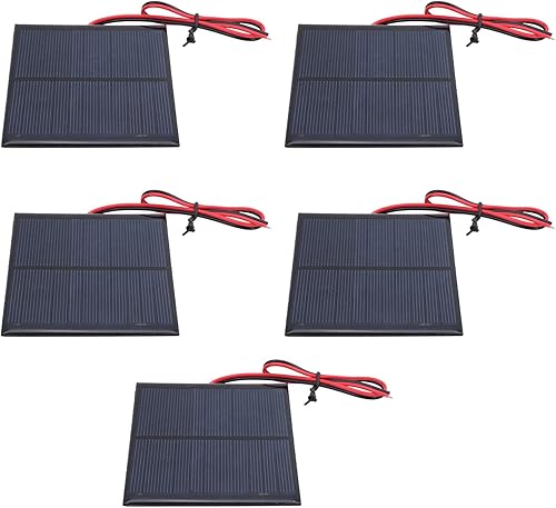Mini panel solar, 5 unids mini panel solar epoxi tablero de alimentación módulo 11.8 in rojo y negro alambre DC5.5V 160mA