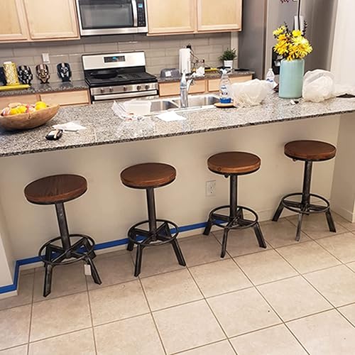 Miniatura 2 de BOKKOLIK Taburetes de bar industriales (juego de 2) altura de mostrador ajustable de 24 a 27.5 pulgadas, taburete de isla de cocina vintage, silla