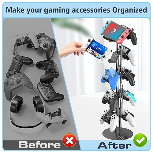 Miniatura 4 de Kytok Gamer Gifts, Headset Stand 5 Tiers with Cable Organizer, Controller Stand Compatible with PS5/Xbox/Nintendo Switch/PS Portal/PS4, Headset