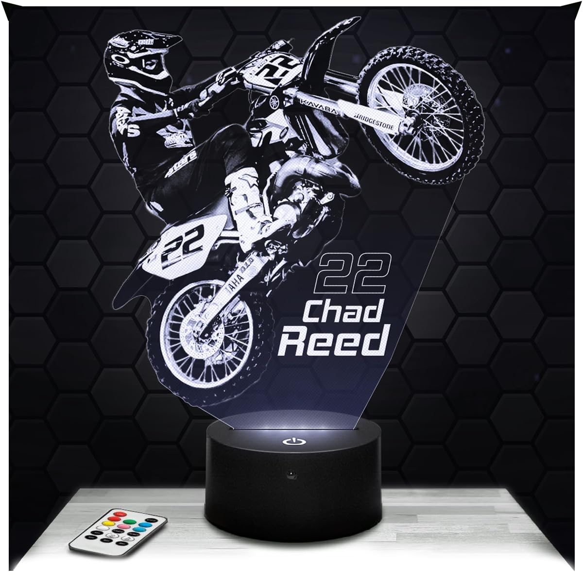 Lampephoto.fr - Chad Reed Motocross 3D Lamp Supercross Decoration, Gift Idea for Men, Chad Reed Motocross Object, Adult Night Light, Bedroom Decoration, Original Christmas Gift Idea for Men