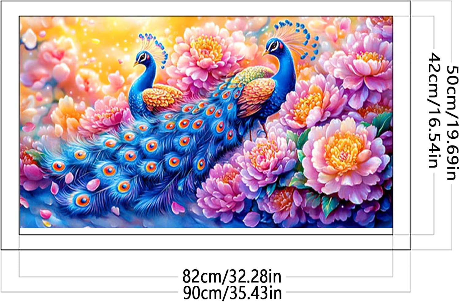 DIY 11CT Peacock Stamped Cross Stitch Kits for Beginners or Adults,11CT Printed Needlepoint Kits Embroidery Kit Crafts 35.43x19.69in for Home Decor