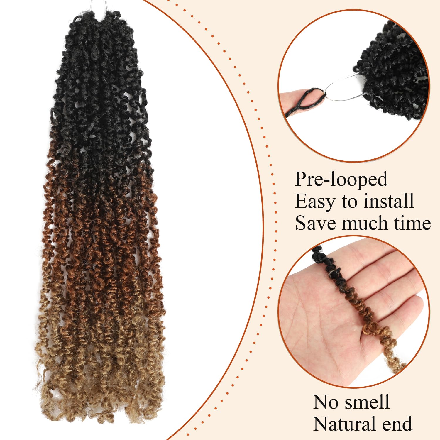 10 Packs Yanky Twist Crochet Hair 16 Inch Pre-twisted Natural Black Kinky Mini Spring Small Curly Senegalese Twist Braids Yankee (OT30/27(3 Tones Ombre Brown) - Image 3