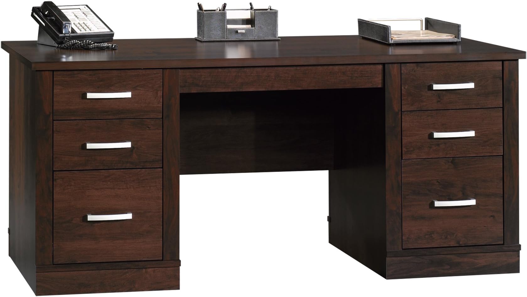 Sauder Office Port Executive Desk, Dark Alder Finish