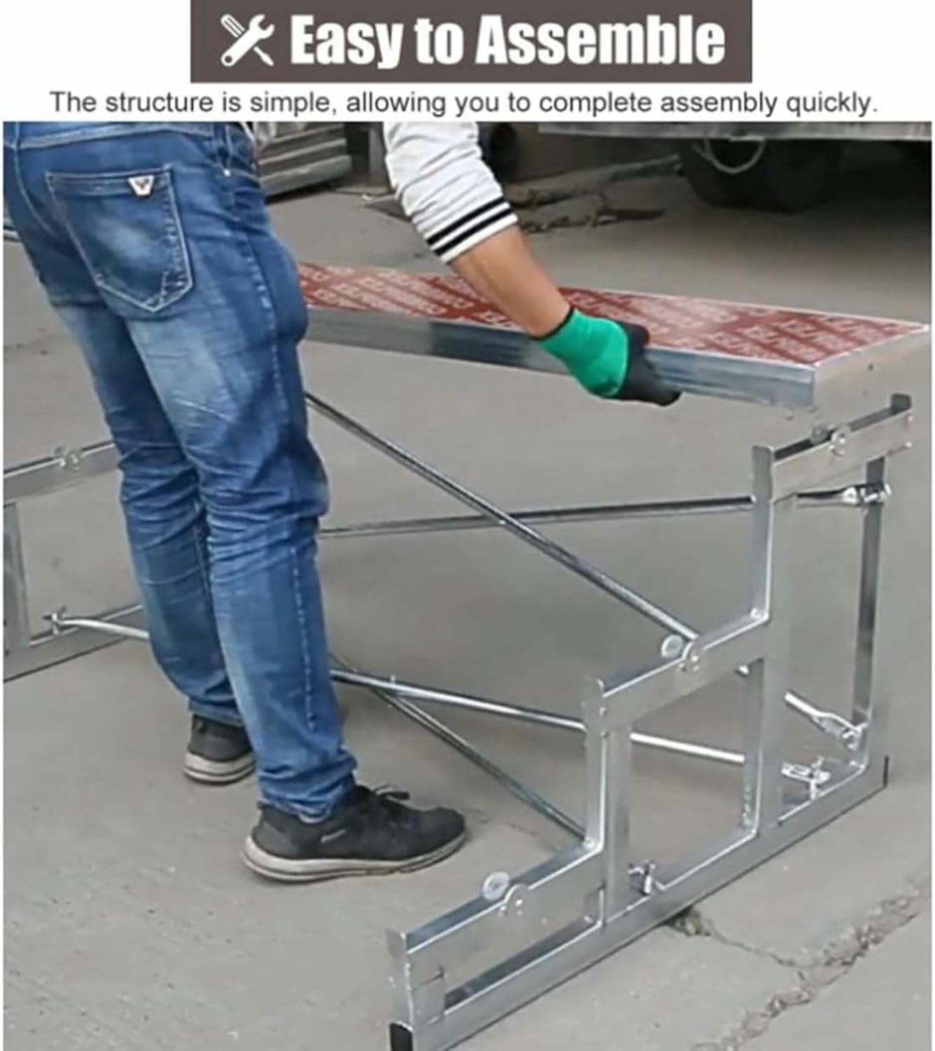 Choral Risers Step Platforms, Plywood & Galvanized Steel Stair Tread, Award Podium Staircase Standing Platform for Performances, Speeches