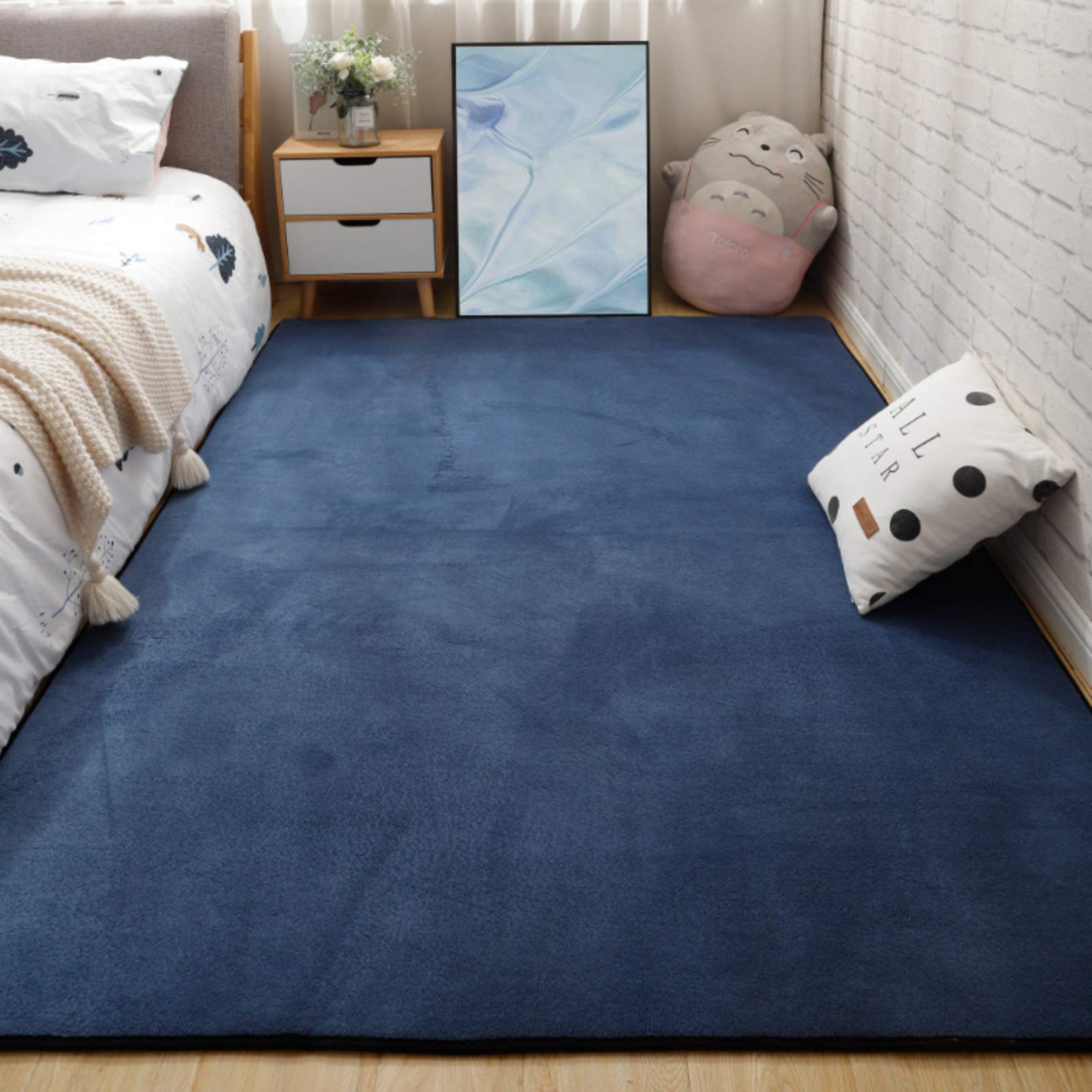 Tappeto Addensare Morbido Peluche Corto,Indietro Pelle-cordiale Non-scivolare Lavabile,Alta Qualità Home Decor Soggiorno Camera Tappeto Rug,Tappetino Grande Pavimento,Tappeto Pelos-Azure 200x160cm