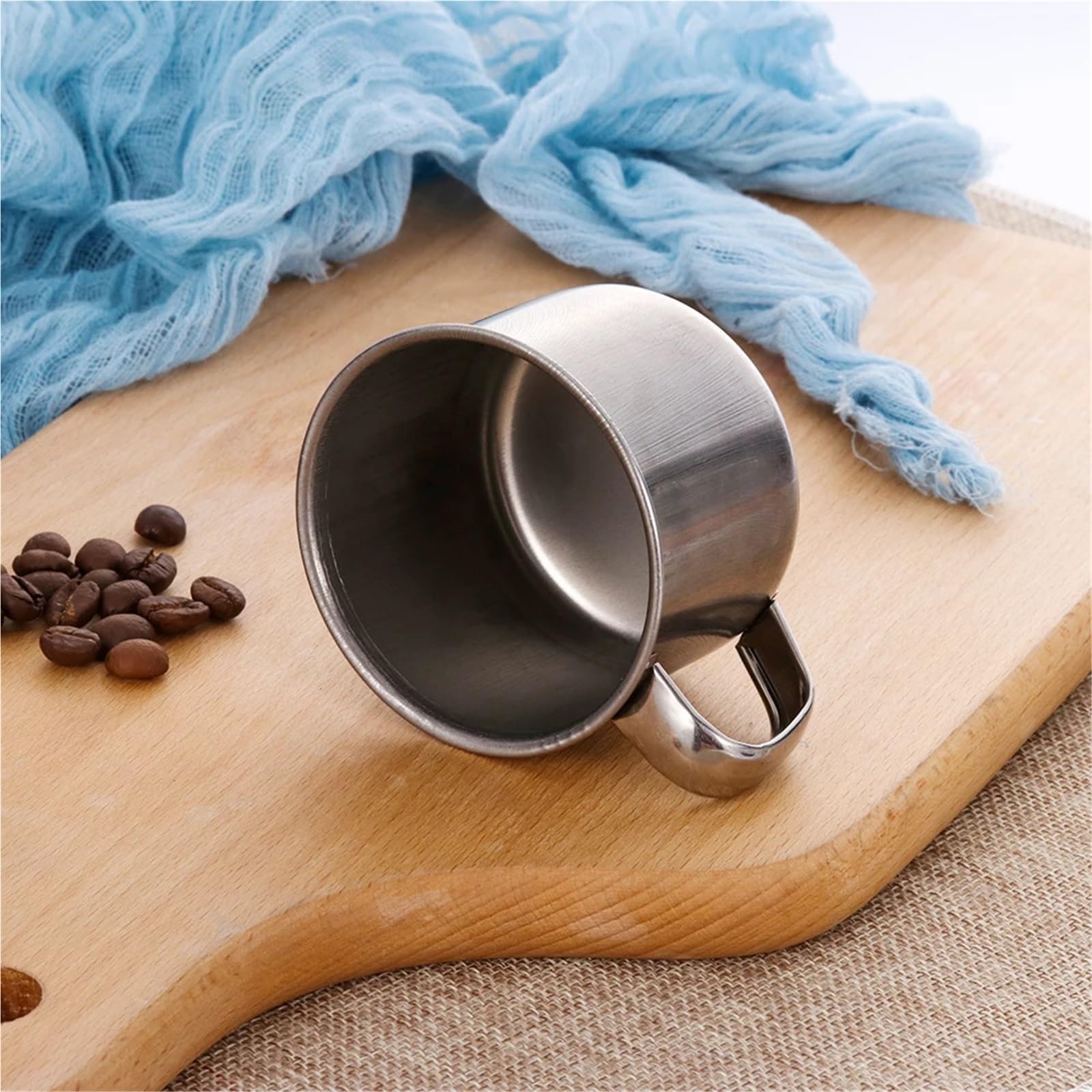 Taza de acero inoxidable portátil for viajes al aire libre, tazón taza café, té, Camping, Mini Metal, cocina, leche, 4 Uds., 200ml Para café y bebidas