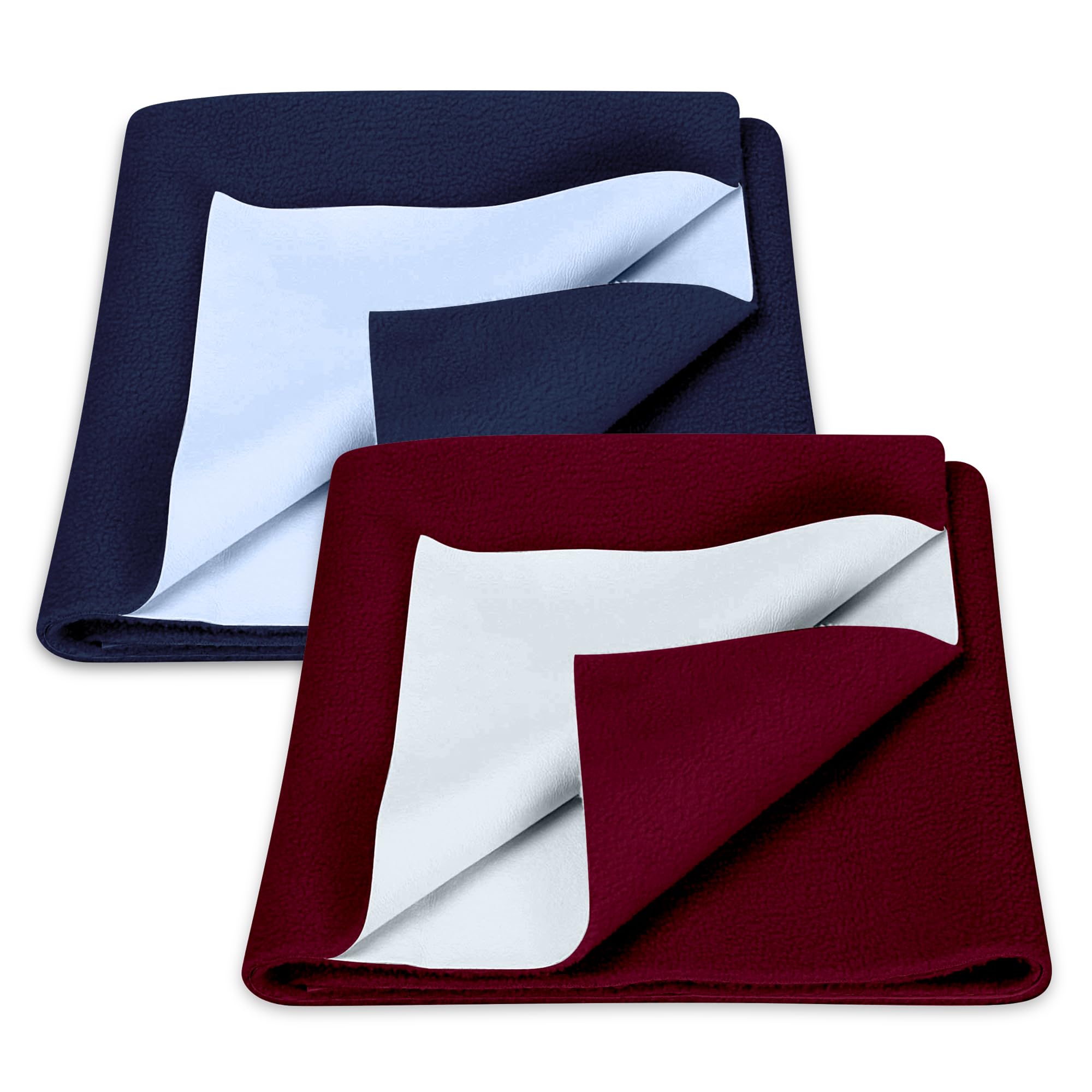 GLUN® Quick Dry Absorbent Baby Bed Sheet for Mattress Protector, Pack of 2 Maroon & Navy Blue Bed Sheet,Size 50x70cm, Waterproof, Quick Drying Material, Anti-Itching Cloth-image-37