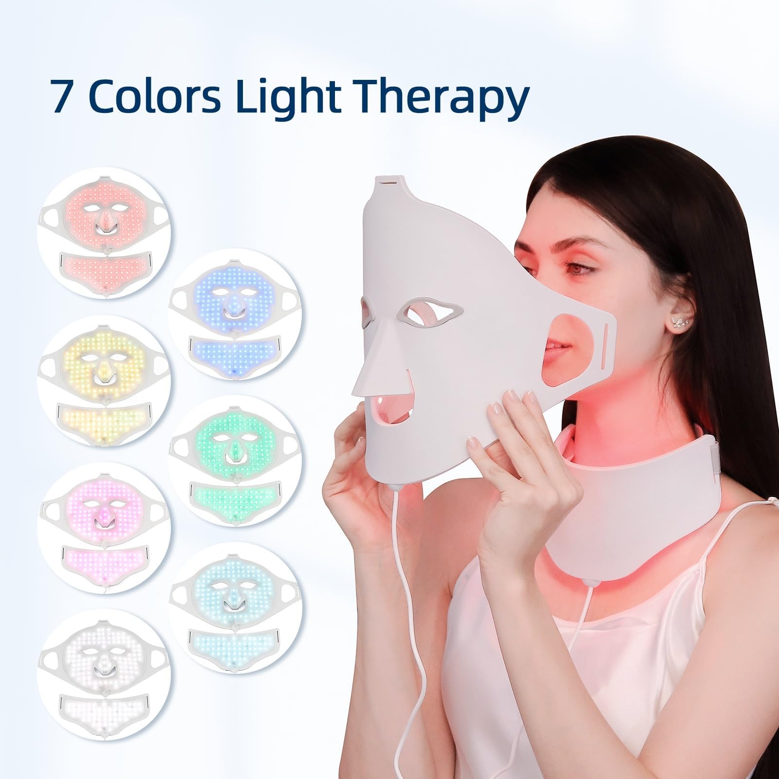 Led Maske Gesicht,Weiches Silikon,LED Lichttherapie Gesichts | Red Light Therapy Face，Hautverjüngung, Straffung & Aufhellung, Faltenglättung