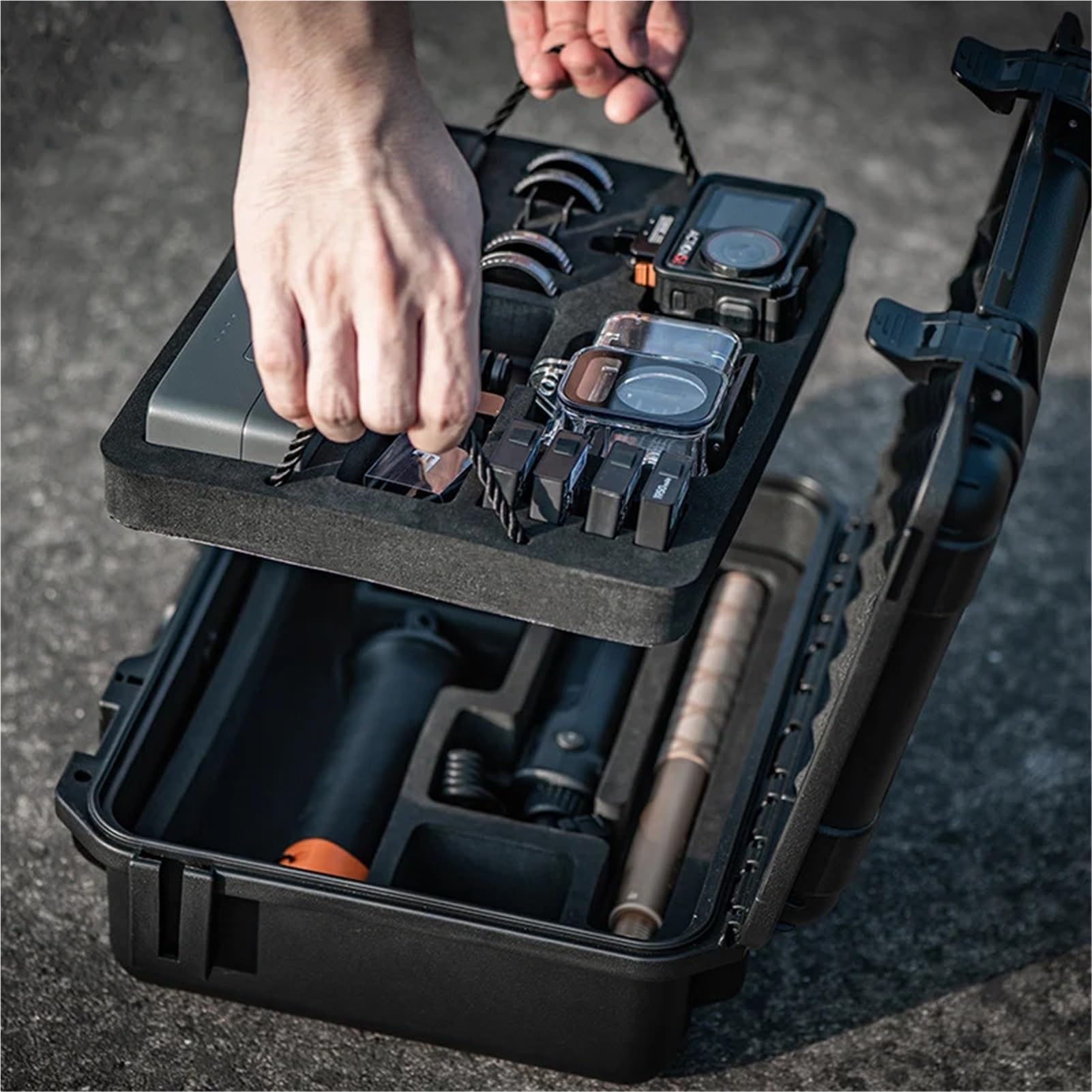 Estuche rígido de 2 capas, resistente al agua, compatible con accesorios de cámara DJI Osmo Action 5 Pro, estuche de transporte, maleta de viaje portátil.