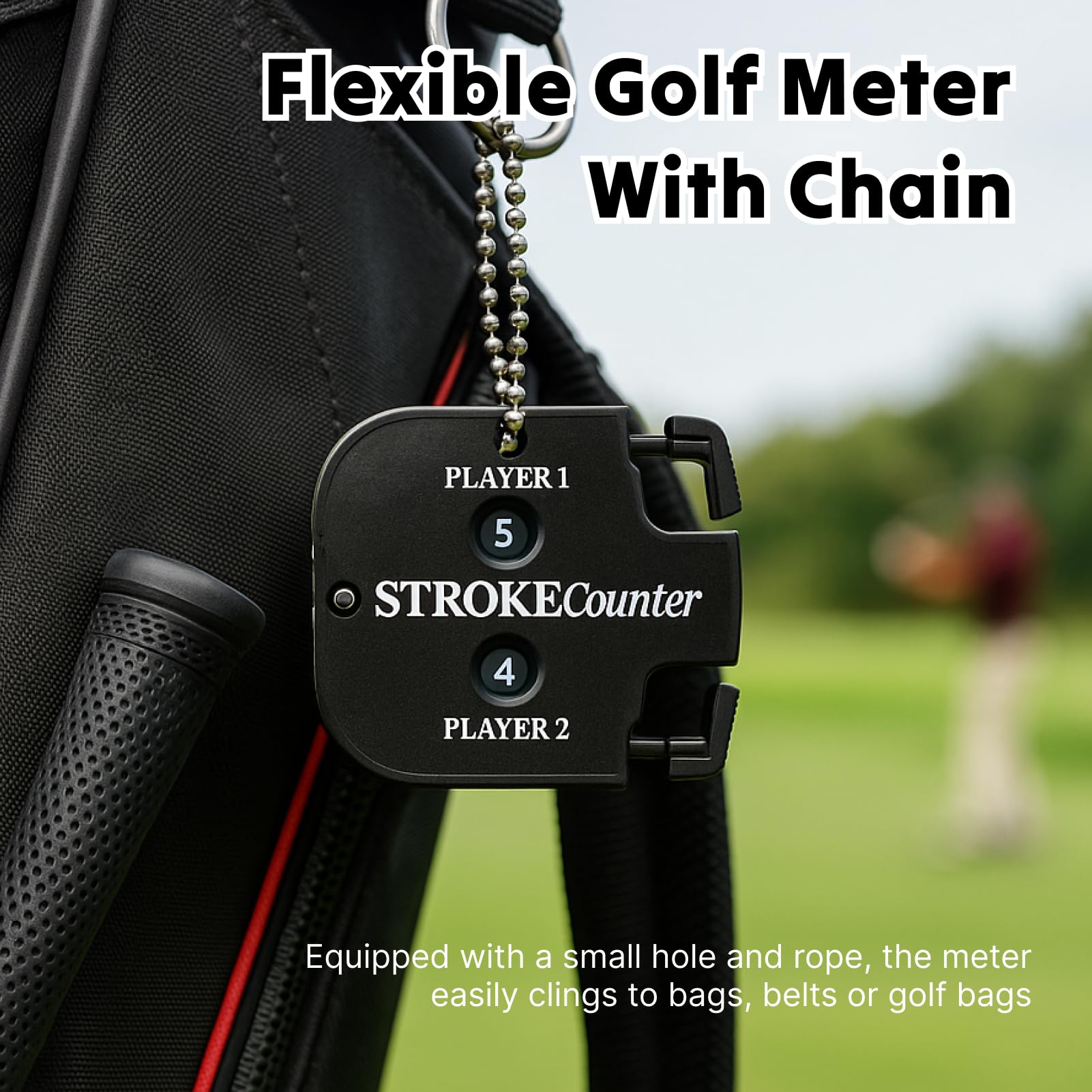 Contador de Puntuación de Golf Práctico para 2 Jugadores Portátil con Cadena