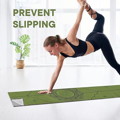 Miniatura 47 de Toallas de yoga, toalla antideslizante para esterilla de yoga caliente con puntos de agarre, manta de yoga de microfibra suave súper absorbente para