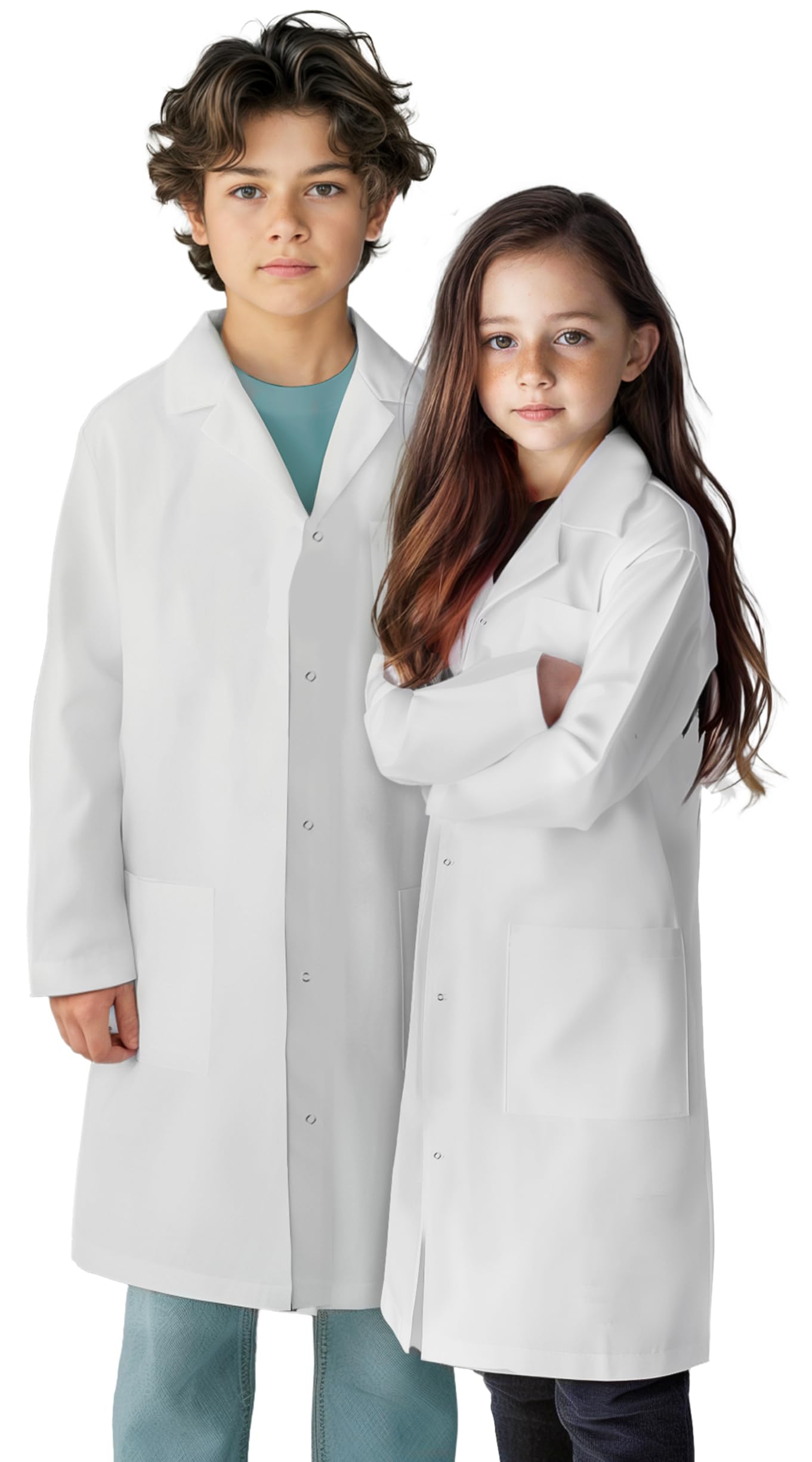 Duggy DeeChildren's Lab Coat for Boys & Girls, Unisex, Hip & Chest Pockets, Concealed Snaps, Size Range Age 6-14 Years