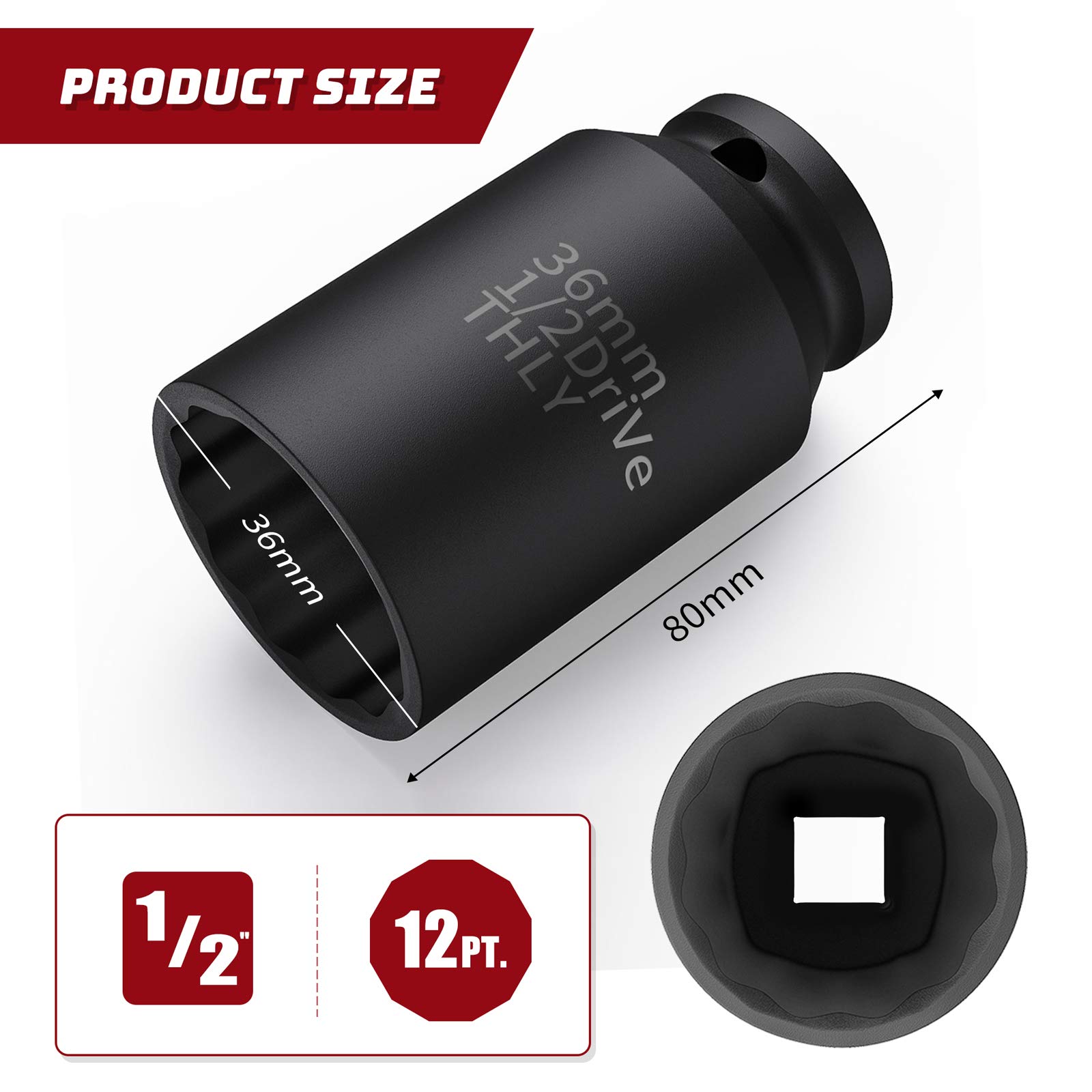 Williams 1/2 Zoll Antrieb Steckschlüssel 36 Mm 6-kant - SuperTorque Für Schlagschrauber, Robust