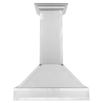 ZLINE 36 in. Designer Series Ducted Wall Mount Range Hood in Satin Stainless Steel with Mirror Accents 655MR-36