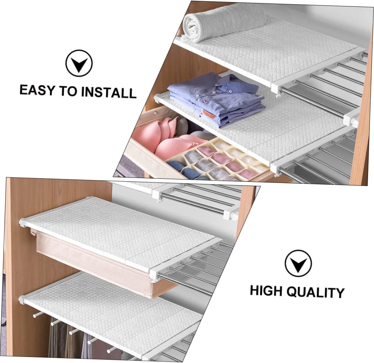 Closet Racks and Shelving Wardrobe Shelf Divider Storage Rack Abs High-Carbon Steel Space-Saving Design