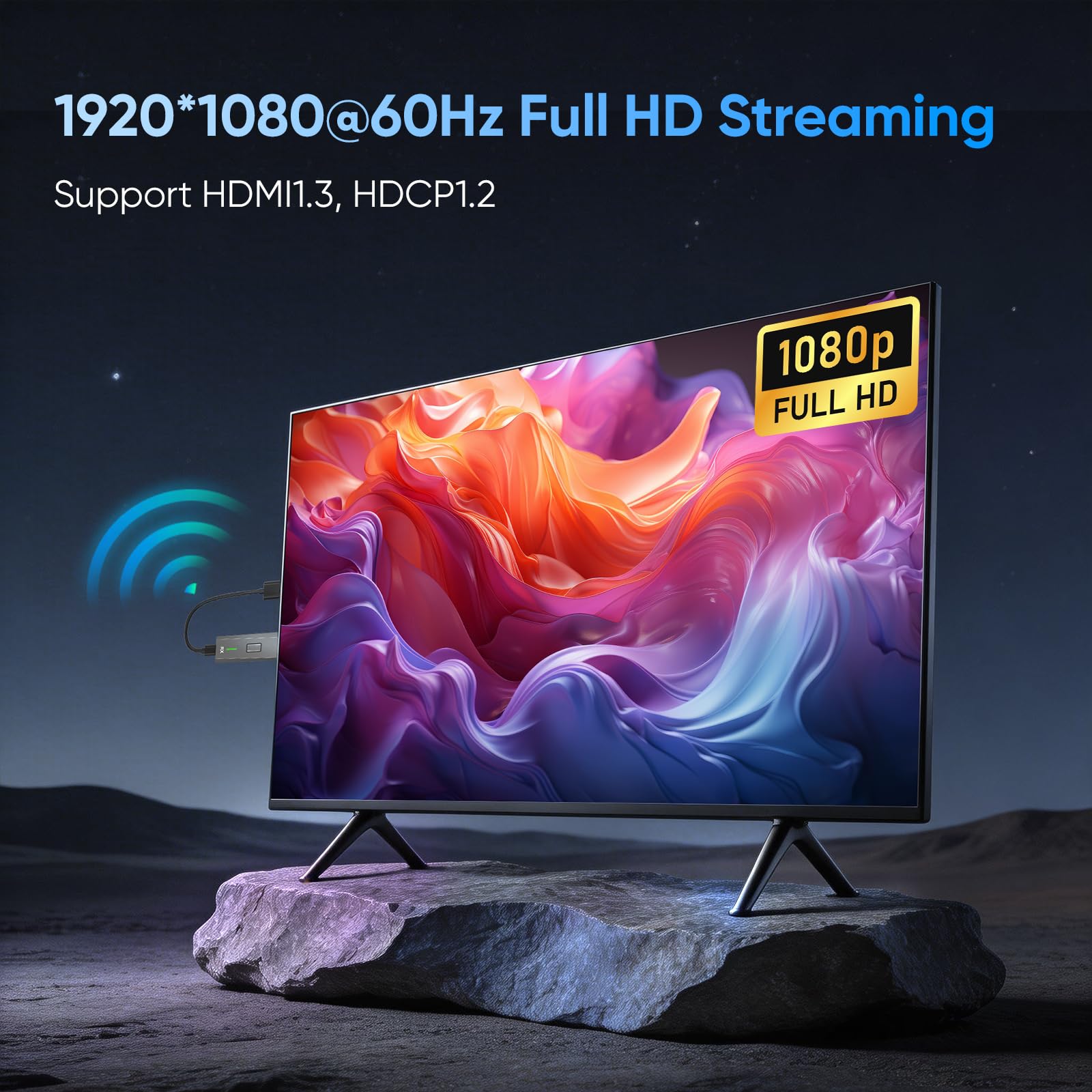 Transmisor y Receptor HDMI Inalámbrico 1080P, Doble Banda 2.4G/5G HDMI Wireless, para Transmisión de Video y Audio Desde PC/Portátil/TV-Box a Monitor/TV/Proyector, Plug and Play