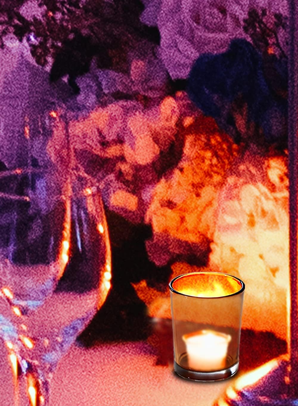 Serene Spaces Living Amber Glass Votive Candle Holders, Ideal for Restaurant Tables, Aromatherapy, Set of 96