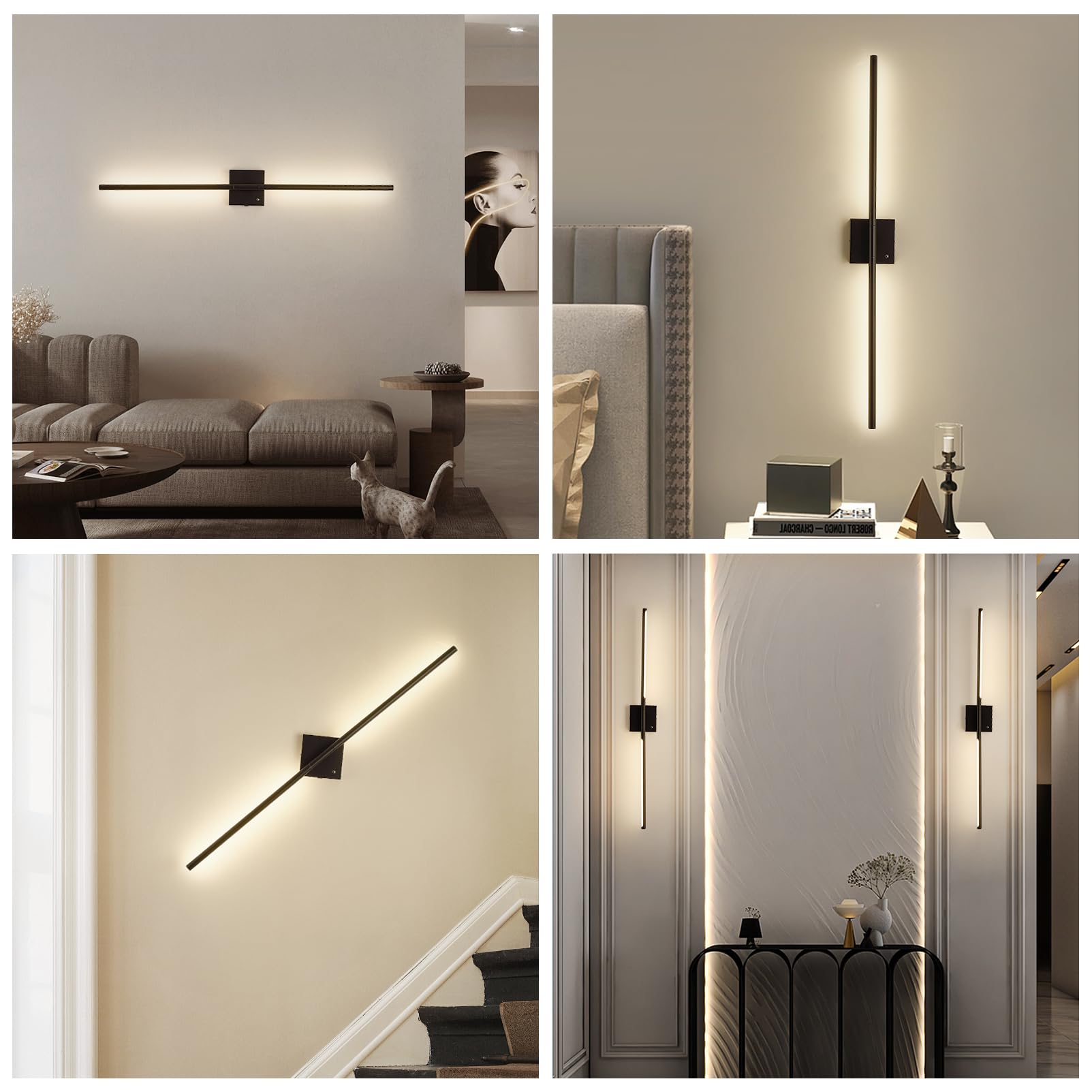 1 Pezzo 100cm Ricaricabile LED Applique da Parete Interno Senza Corrente, Batterie Lampada da Parete Senza Fili Moderno Appliques da Parete Up Down Dimmerabile 3000K-6500K con Telecomando