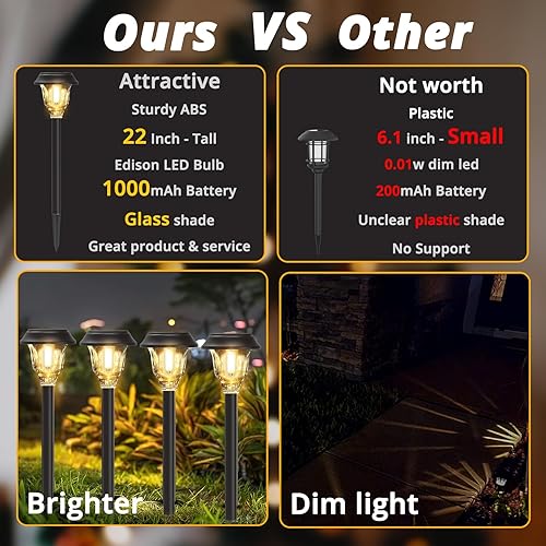 Miniatura 4 de Luces solares impermeables para exteriores, paquete de 6 luces solares de metal de vidrio para exteriores, luces solares LED brillantes para