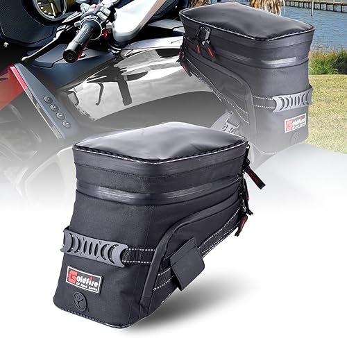 Goldfire Bolsa de tanque de motocicleta expandible ADV Gas Oil Fuel Tank Bolsa de sillín con fuerte montaje en correa resistente al agua Bolsa de