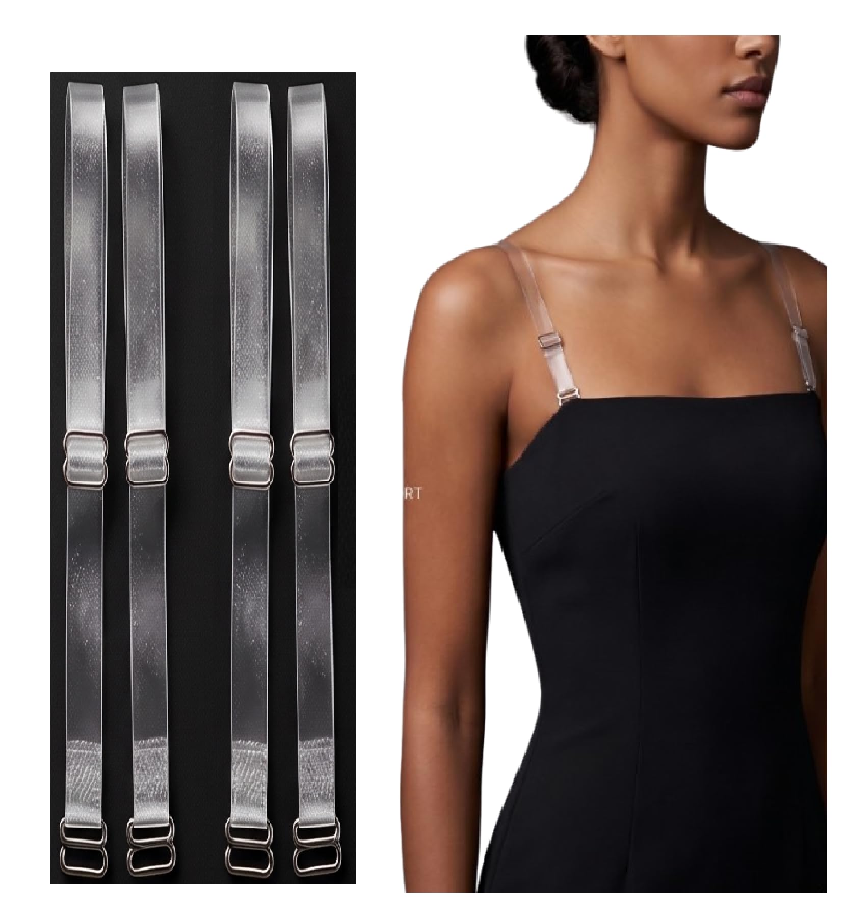 dilency sales Adjustable Transparent Silicone Bra Straps & Hooks For Womens/Girls (Free Size)-picture-23