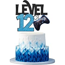 Level 12 Game Birthday Cake Topper - Video Game Boys 12th Birthday Level Up Party Blue Cake Supplies - Game On Winner Gaming Party Decorations