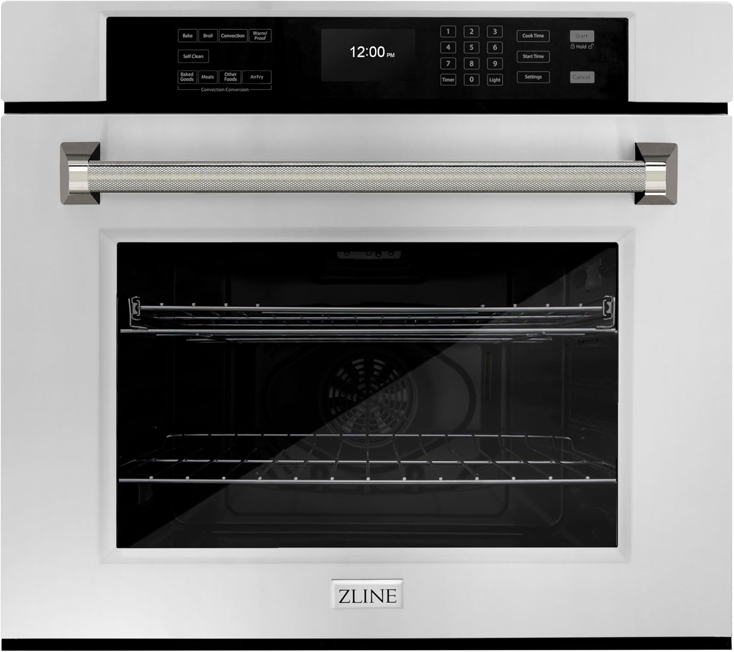 ZLINE Autograph Edition 30 in. Professional True Convection Single Wall Oven with Air Fry and Self Clean in Stainless Steel with Polished Nickel Helix Handle (WASZ-30-KPN)