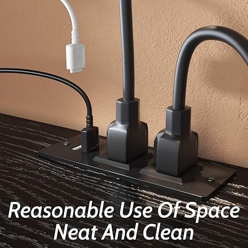 Miniatura 4 de 4 EVER WINNER Soporte flotante para TV con toma de corriente, estante flotante de TV de 59 pulgadas con luces LED y almacenamiento, centro de Negro