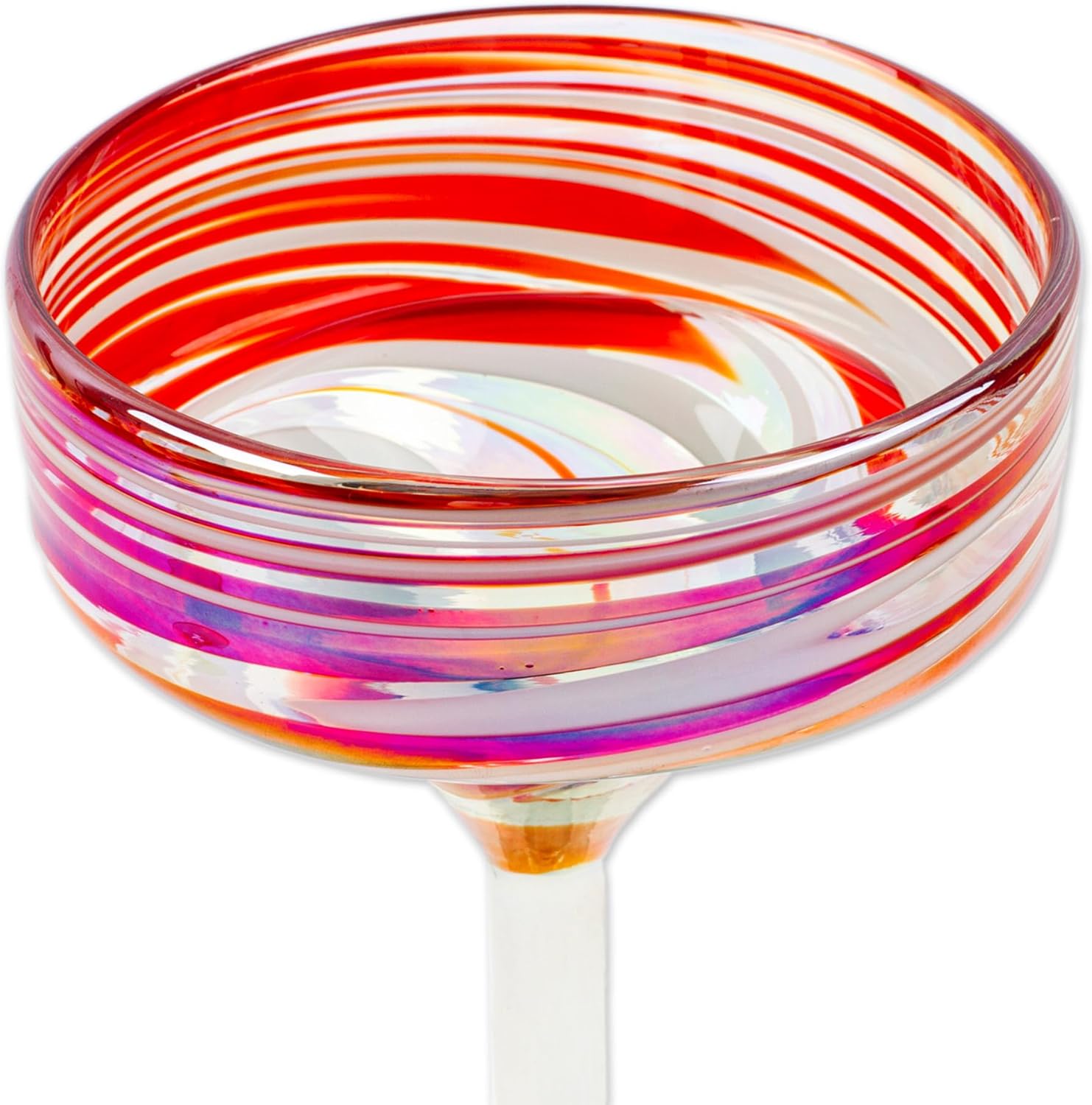 NOVICA Handmade Handblown Margarita Ecofriendly Red Tableware Drinkware Recycled 'Fineness Enchantment'(Set of 4)