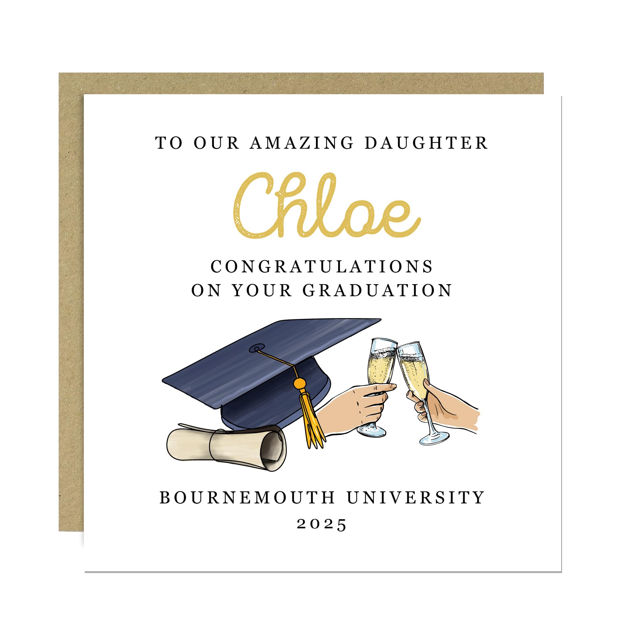RED OCEAN Personalised Graduation Card For Daughter From Mum and Dad Congratulations On Your Graduation Well Done Graduate 145x145mm With Kraft Envelope For Her