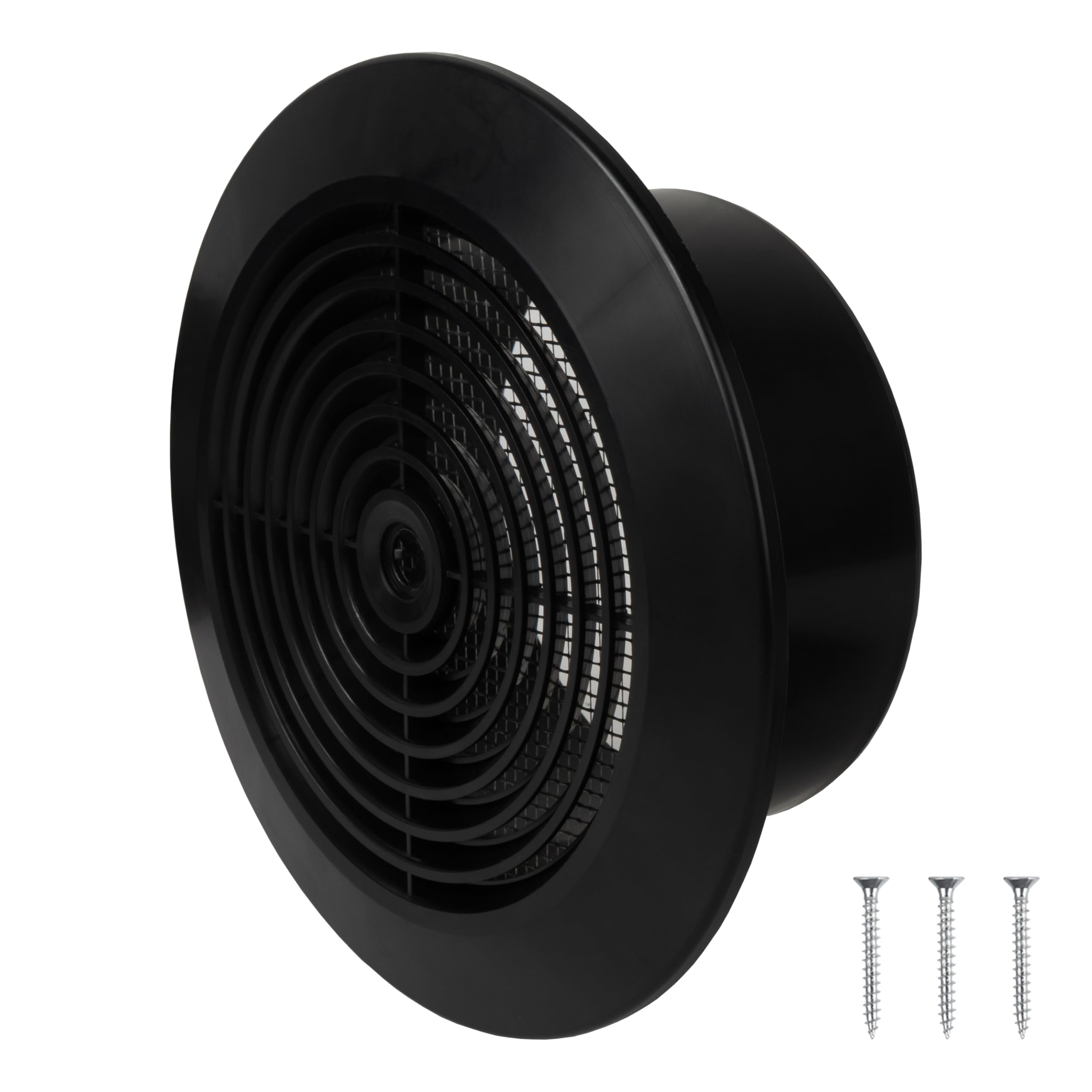 Repa Market 5 Inch / 125 mm Black Plastic Round Air Vent Cover with Guard Mesh – Ceiling Vent Cover - HVAC Indoor Outdoor Intake/Exhaust Vent Duct Cover – Air Conditioning Soffit Ventilation Grilles