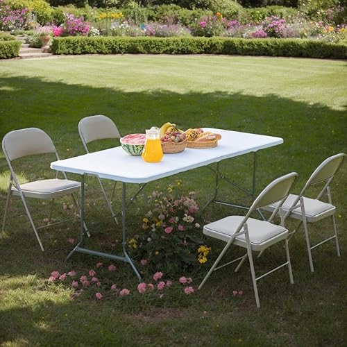 Miniatura 2 de Paquete de 2 sillas plegables, sillas comerciales apilables portátiles, silla de cuero acolchada para interiores y exteriores con marco de metal